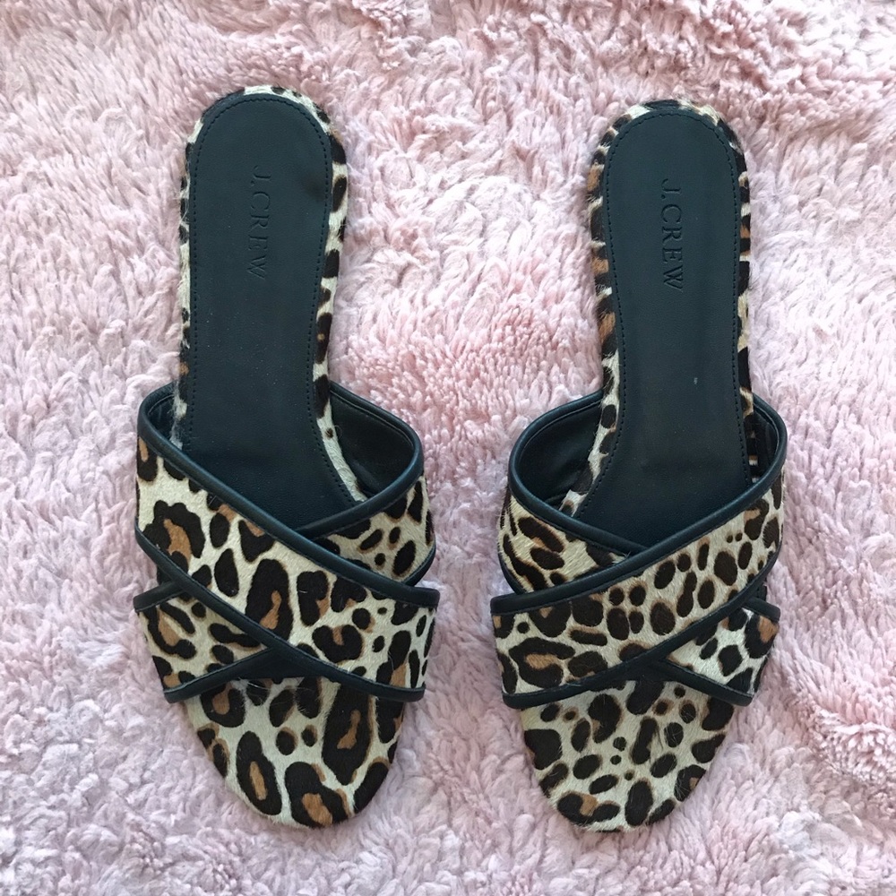 J. Crew Leopard Cora Crisscross Sandals